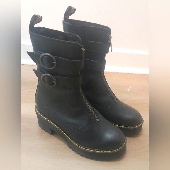 Dr.Martens boots black platform boots doc martens buckle boots - Picture 1 of 4